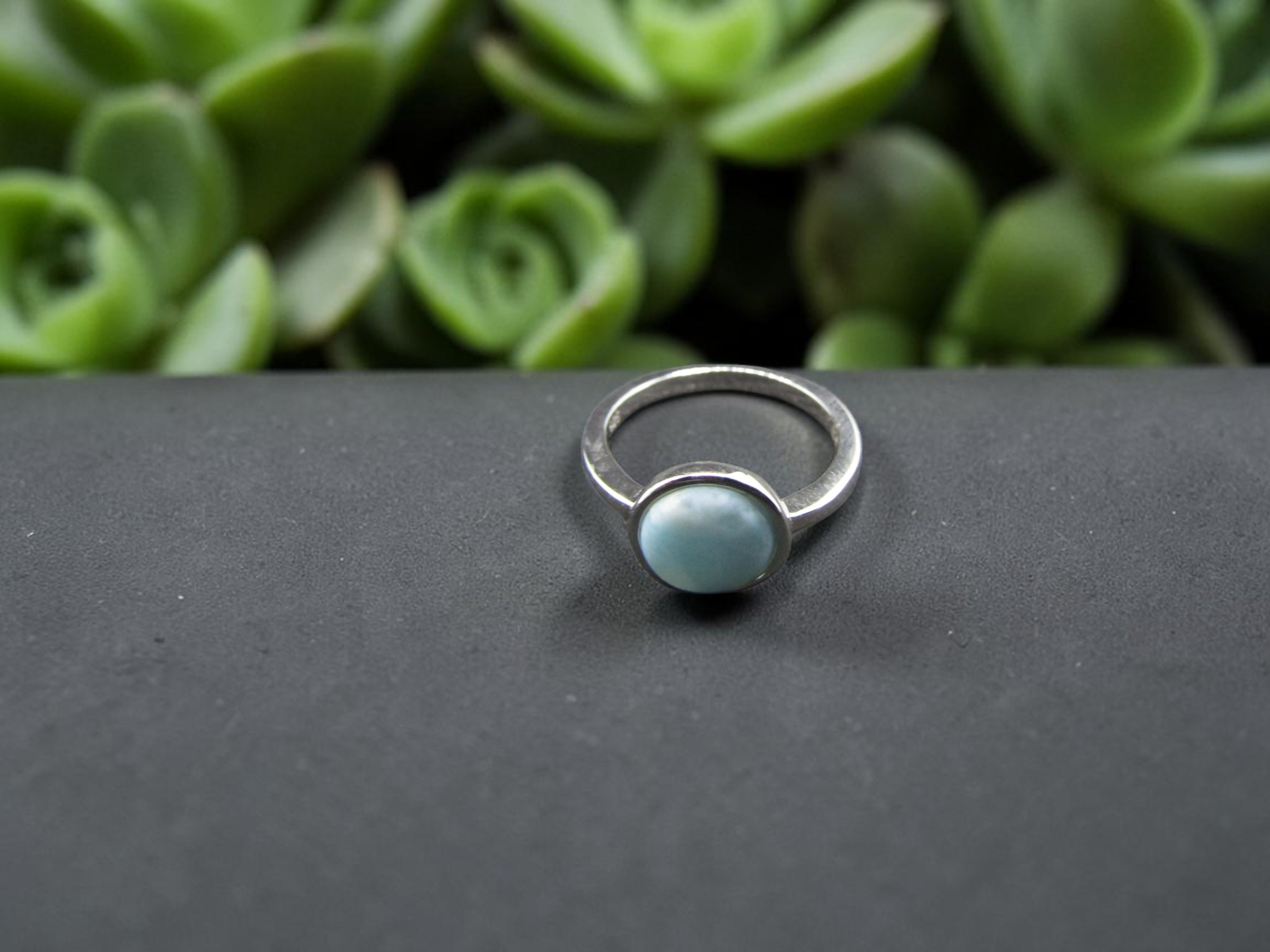 Anillo de Plata y Piedra Larimar Natural